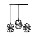 Vintage Wire Cage Ceiling Pendant Light with Linear Canopy~5011