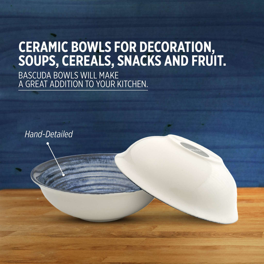 Set of 4 Porcelain Soup&Cereal Bowls – Morar, Deep Tide – 18cm