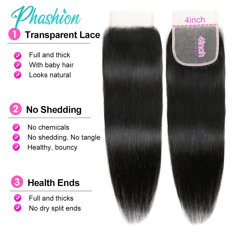 Phashion 13X4 Lace Frontal Straight Hair Closure
