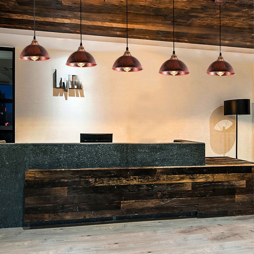 Industrial Ceiling Pendant Light Fitting with Metal Dome Lampshade ~1586