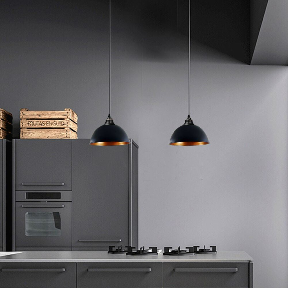 Industrial Ceiling Pendant Light Fitting with Metal Dome Lampshade ~1586