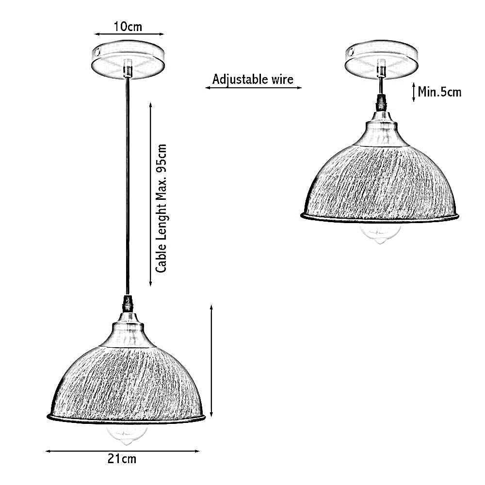 Industrial Ceiling Pendant Light Fitting with Metal Dome Lampshade ~1586